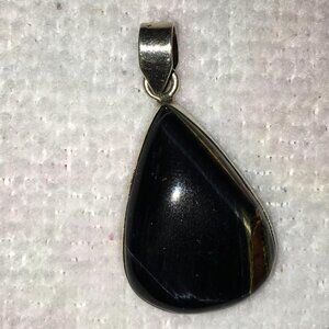 Tigerseye Teardrop Pendant, in Silver